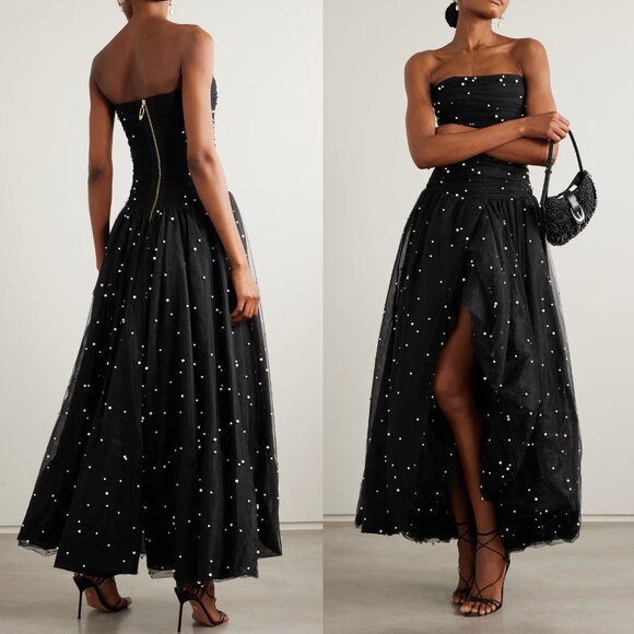 Aje Juniper Maxi Dress Black Pearl Strapless Size AU 10 - Picture 2 of 11
